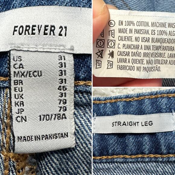 Forever 21 Straight Wide Leg Carpenter Jeans High Rise Utility Denim Sz: 31 - Picture 11 of 11